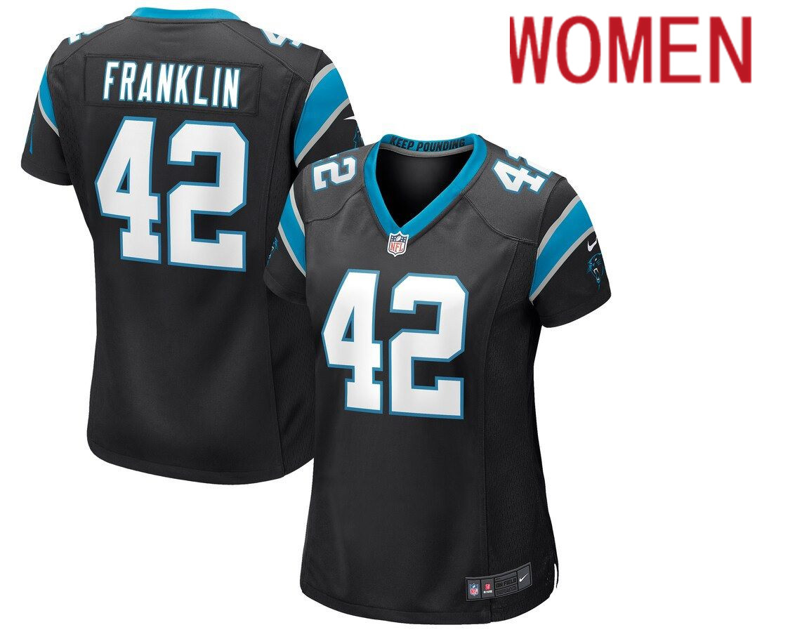 Women Carolina Panthers 42 Sam Franklin Nike Black Game NFL Jersey